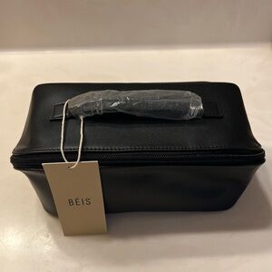 Beis NWT The Essential Toiletry Kit / Bag with Mirror in Solid Black